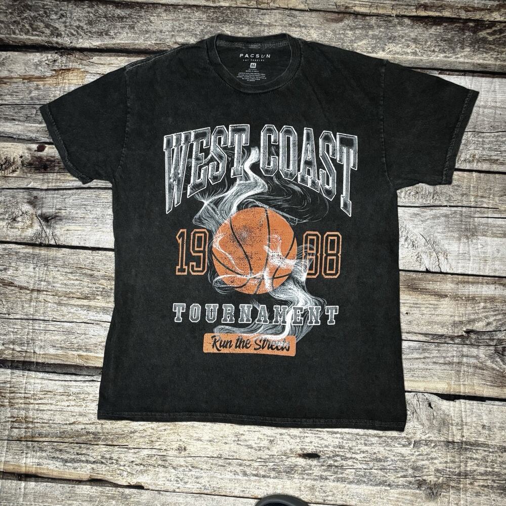 Pacsun Basketball West Coast T Shirt Mens Size Medium Black
